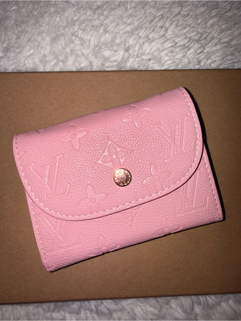Pink Embossed Monogram Compact Wallet